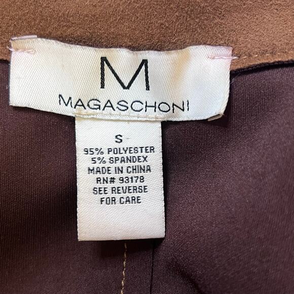 Magaschoni Women’s Chocolate Brown Faux Suede Belted Wrap Coat Size S EUC - Picture 13 of 15